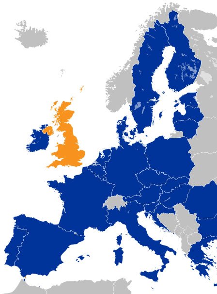 Europa am Boden und Grossbritannien unter der Erde